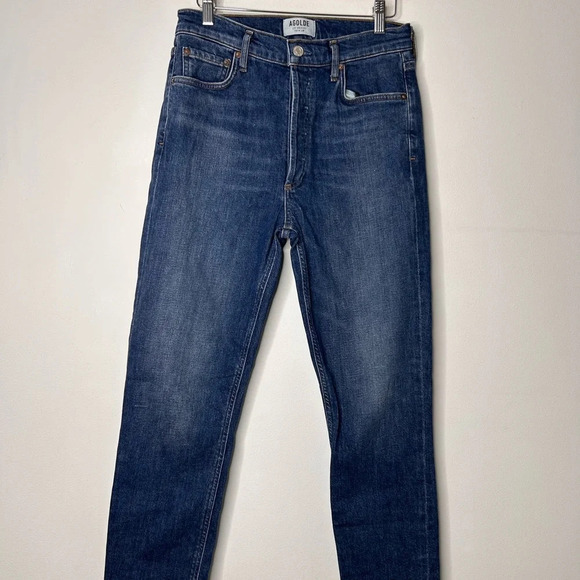 Agolde Nico High Rise Slim Denim Jeans in Fixation Women’s 28 Classic Americana - Picture 4 of 10